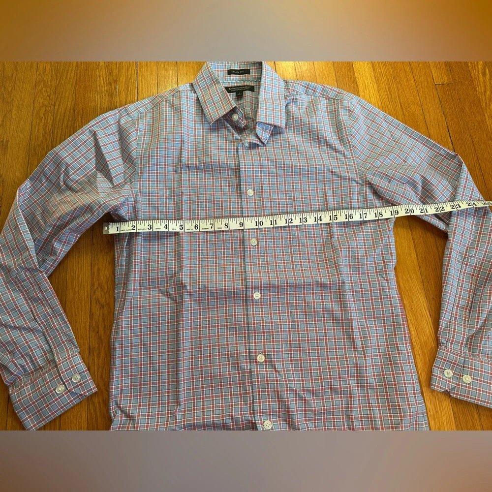 Banana Republic Blue/Red/White Slim Fit Cotton Button Down Long Sleeve, Size S